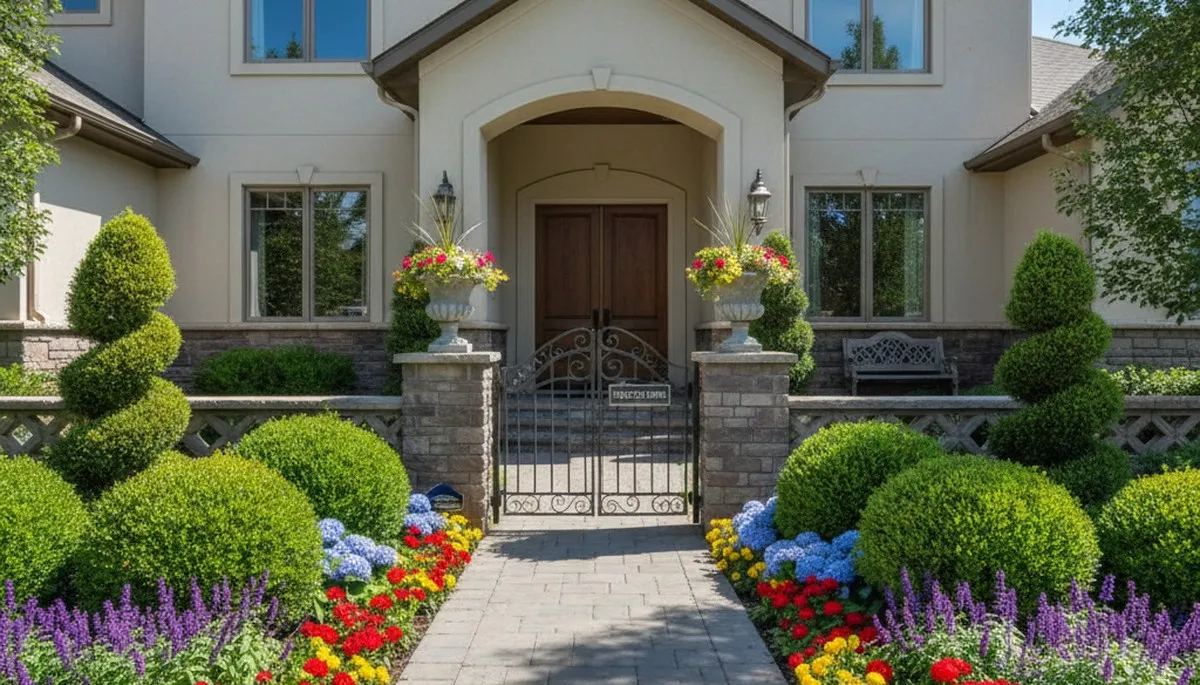 Front yard landscape design with flowering beds and shrubs by Chop Chop Landscaping in Ogden, UT
