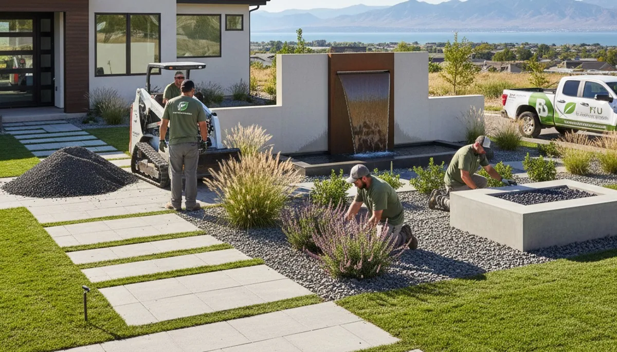Landscaping crew providing lawn care services in Ogden, UT